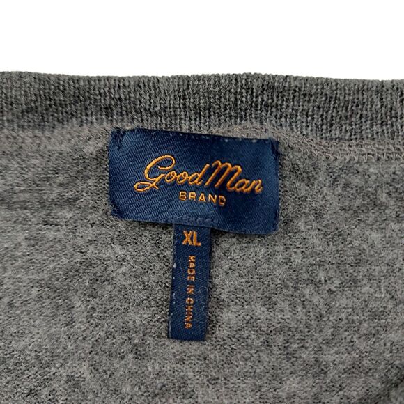 Goodman Extra Fine Merino Sweater Mens XL Gray Pullover Long Sleeve Crew Neck - Picture 11 of 12